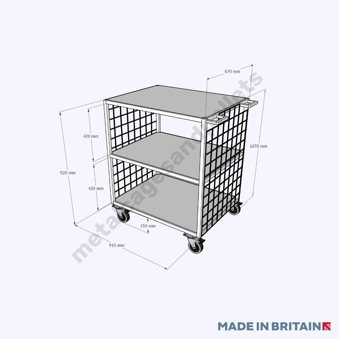 Measurements of heavy duty 3 tier industrial table