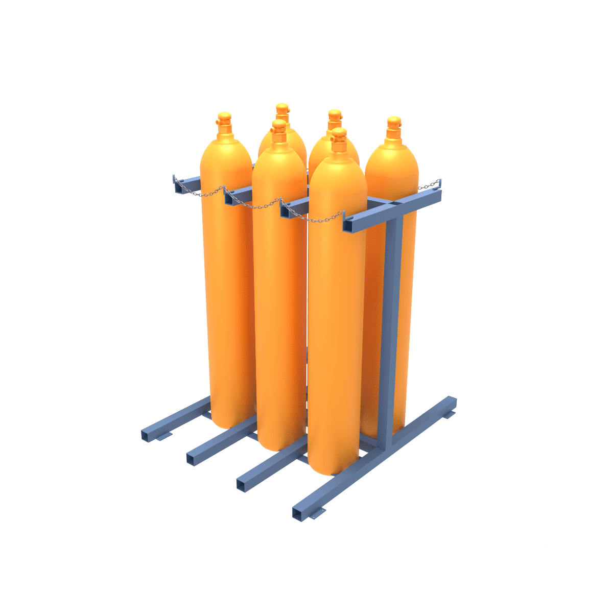 Double gas cylinder stand with ground mounting brackets