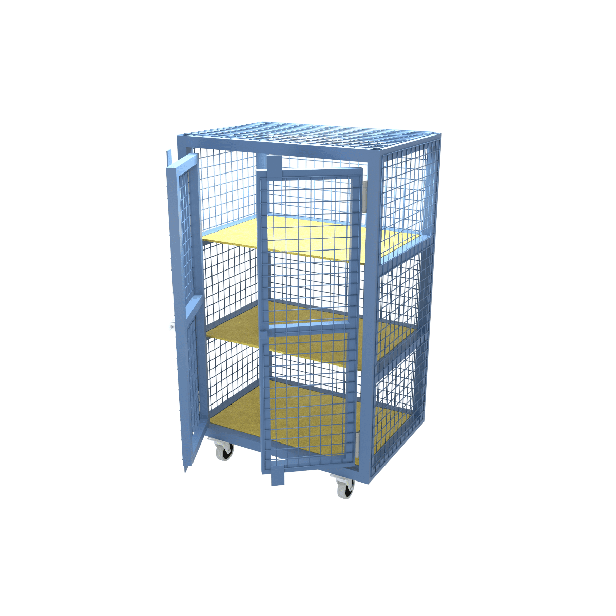 Mobile Double Door Parcel Cage for easy transportation around site