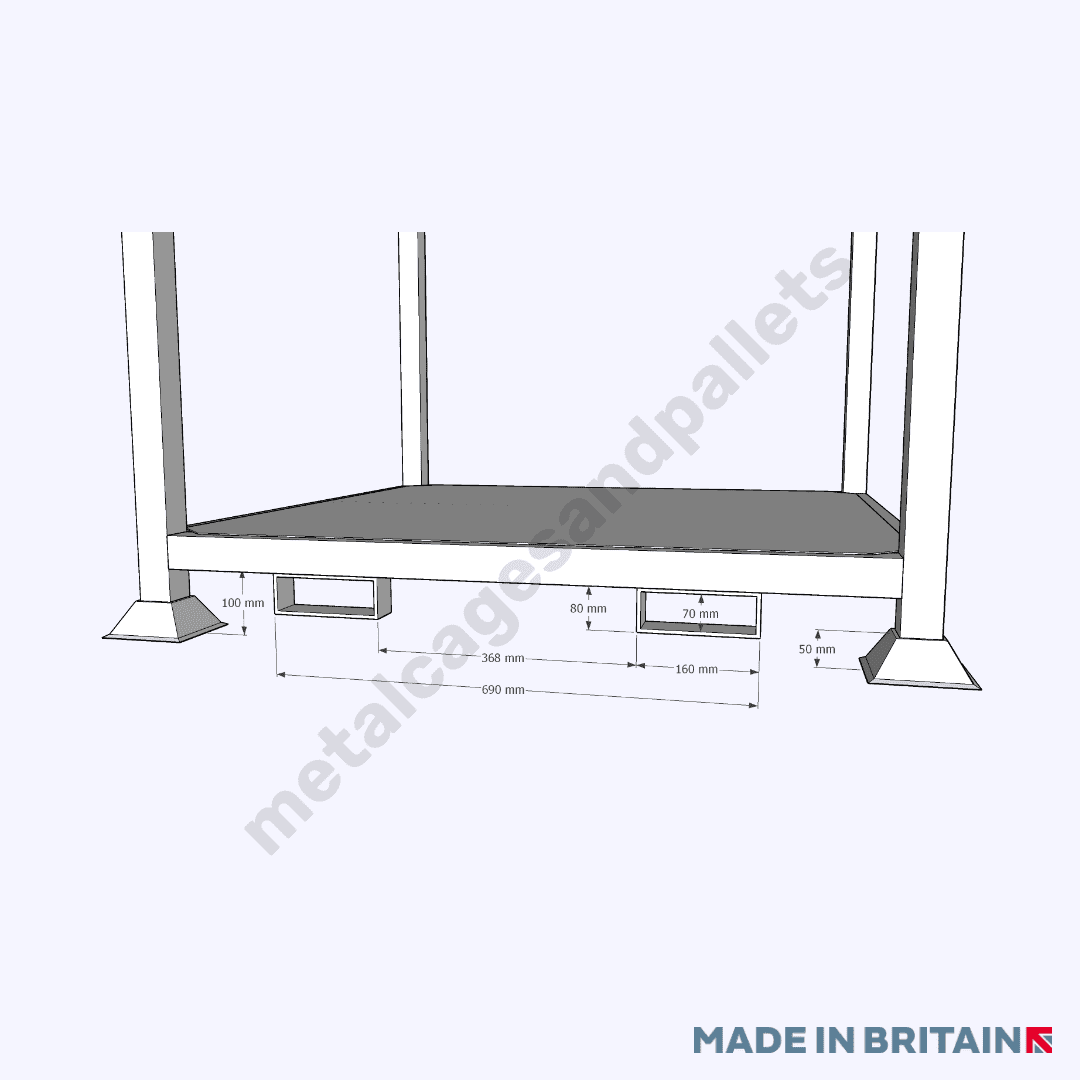 Bottom view technical drawing of strong Free Standing Bulk Bag Tonne Bag Filling Hopper