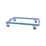 CAD drawing of euro pallet dolly trolley with x4 heavy duty swivel castors each with braking facility 