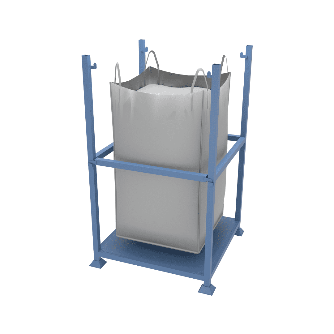 CAD drawing of tall bulk bag frame featuring bulk bag