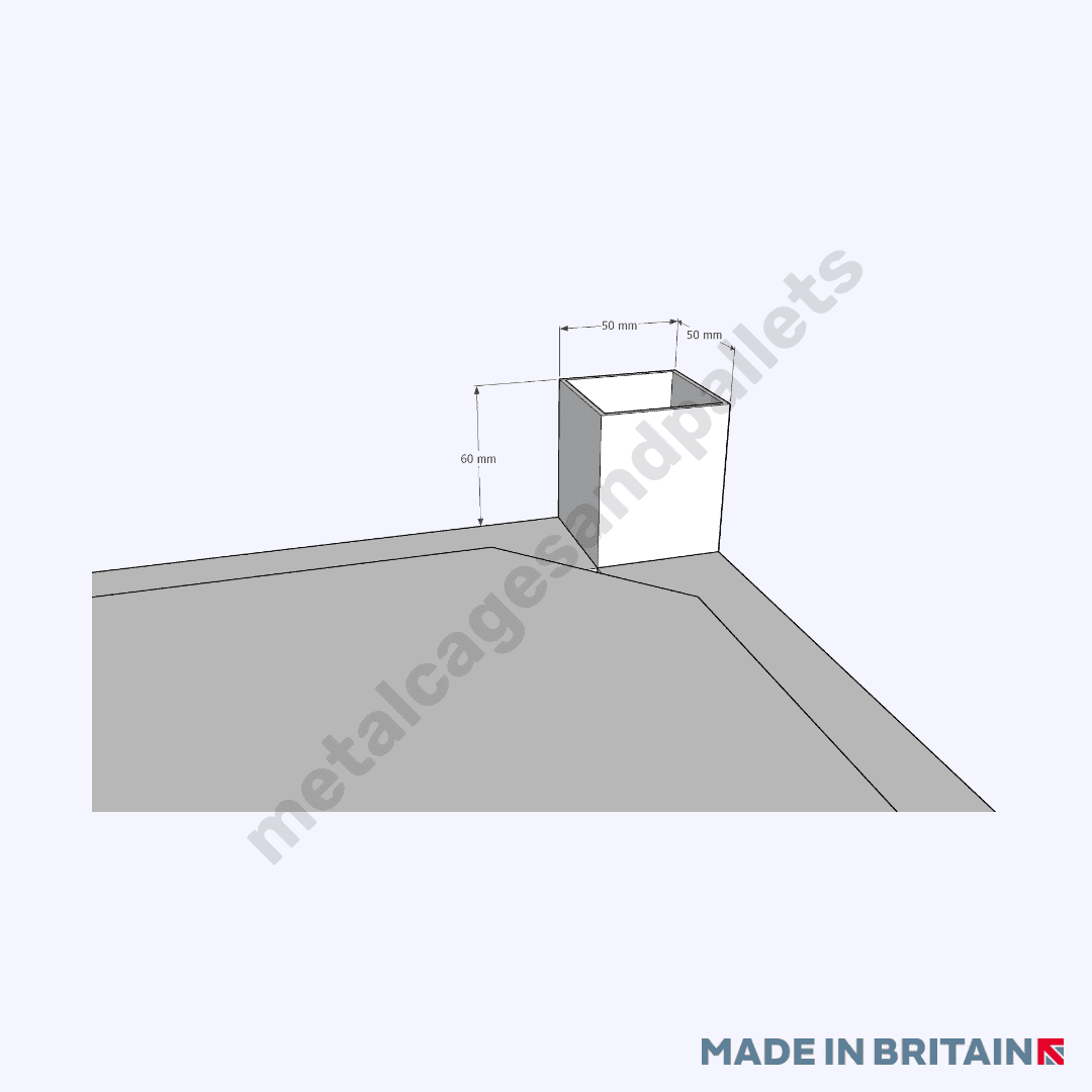 Technical drawing of forklift pockets on the Large Lockable Site Box with doors