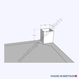 Forklift view technical drawing of reliable Lockable Stillage with Solid Sides Half Drop Front Door and Lid 