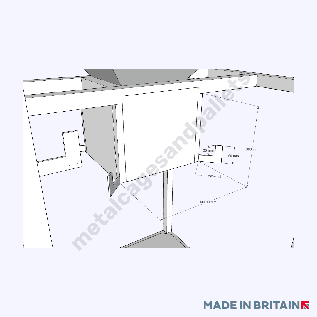 Forklift view technical drawing of strong Free Standing Bulk Bag Tonne Bag Filling Hopper
