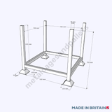 Technical drawing of basic metal post pallet unpainted.