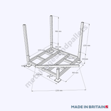 Technical drawing of demountable heavy duty post pallet.