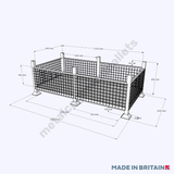 Measurements of double width mesh stillage for your heavy-duty products, materials and equipment
