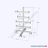 Technical drawing of heavy duty storage rack stillage.