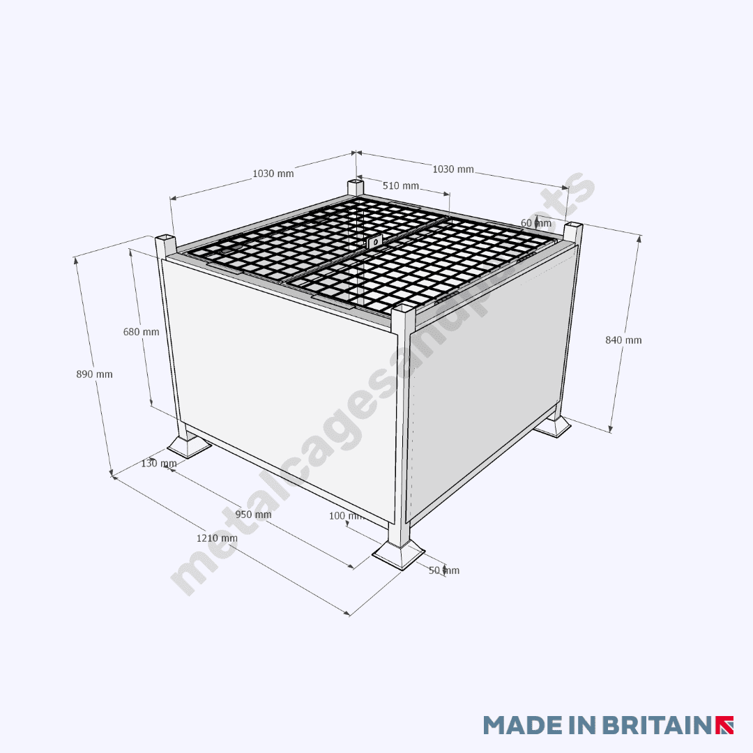 Technical drawing of Large Lockable Site Box with doors to keep your valuable products safe when stored