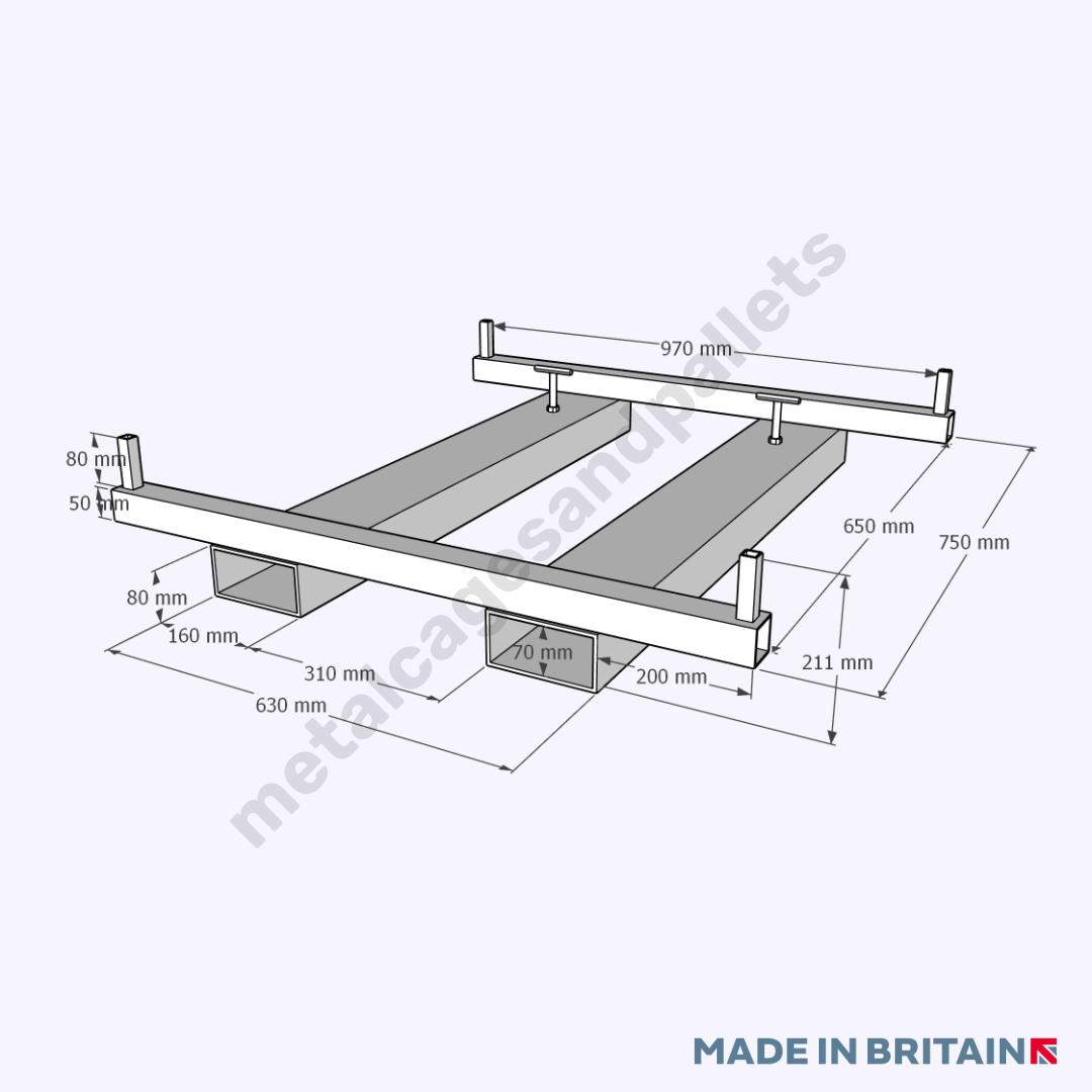 Front view technical drawing of durable Fibc Bulk Bag Lifting Jib for Forklift