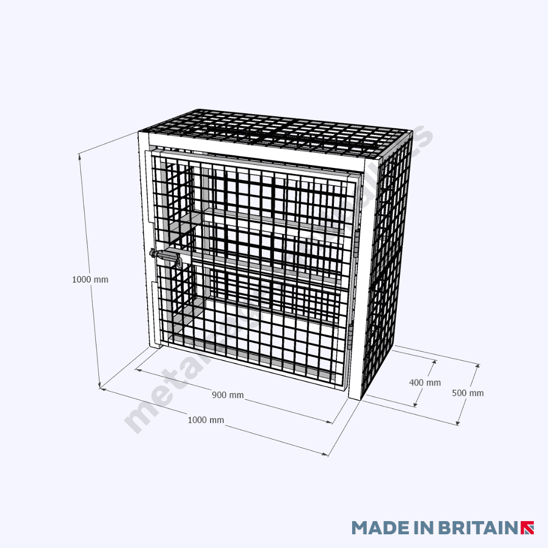 Front view technical drawing of heavy-duty Gas Cylinder Storage Cage