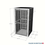 Front view technical drawing of larger heavy-duty Gas Bottle Cage for argon gas bottles