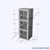 Front view of secure, reliable heavy-duty Gas Bottle Cylinder Cage with shelves