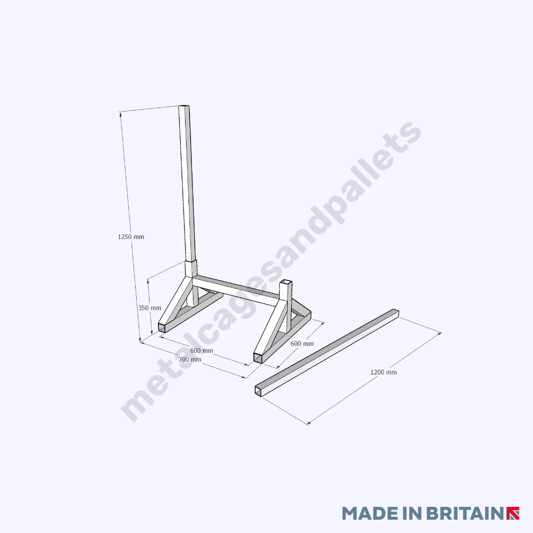 Technical drawing of sheet material handling trolley for panels boards and sheets.