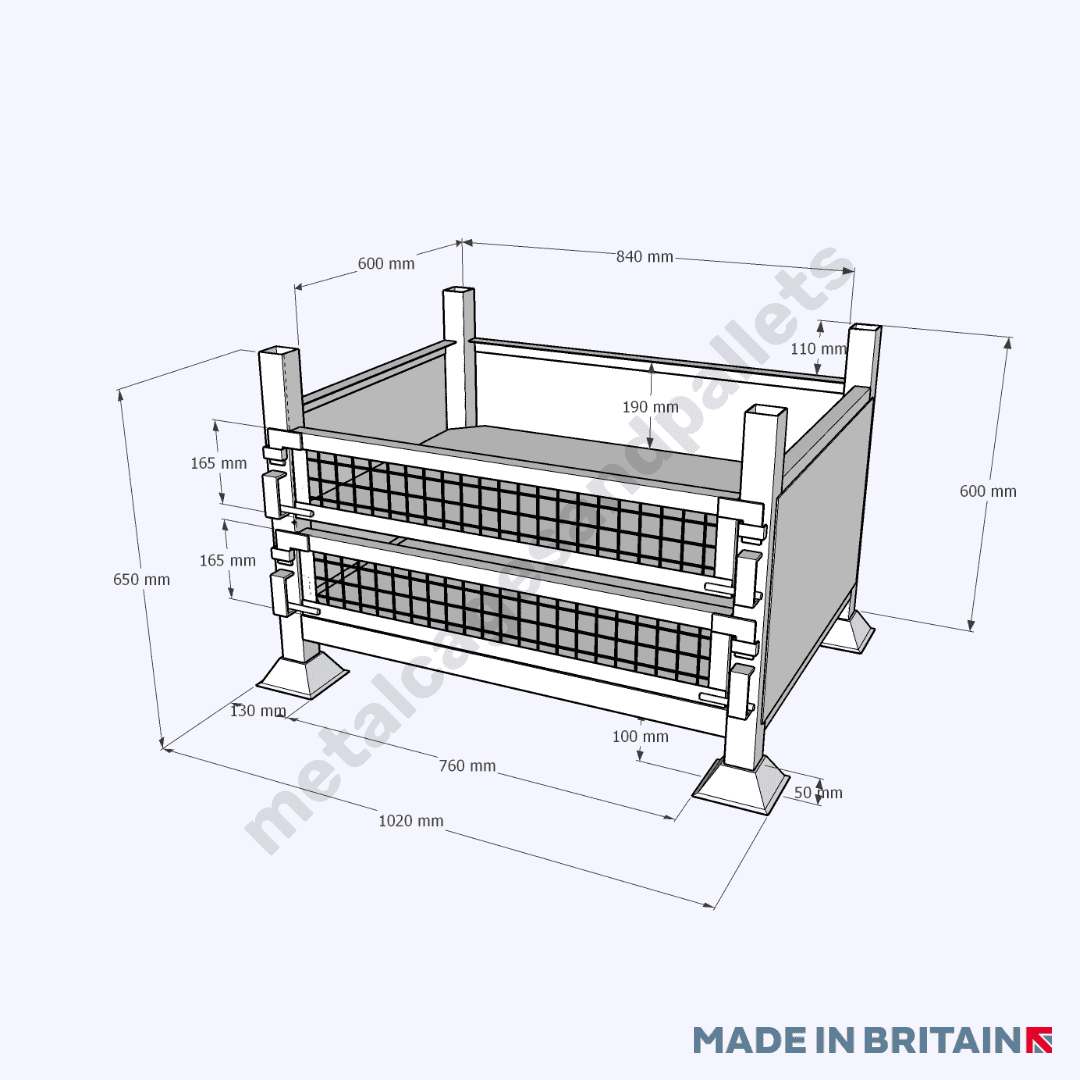 Measurements of heavy-duty, tough Solid Sides and Double Drop Fronted Doors