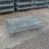 Large used foldable mesh pallet cages folded