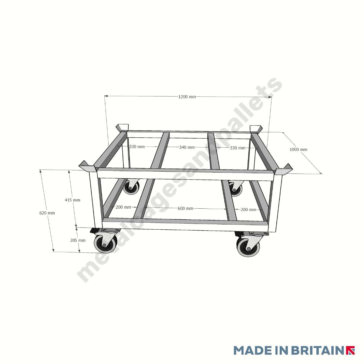Measurements of UK pallet trolley