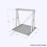 A frame storage rack measuring 1300h x 1200w x 1130d
