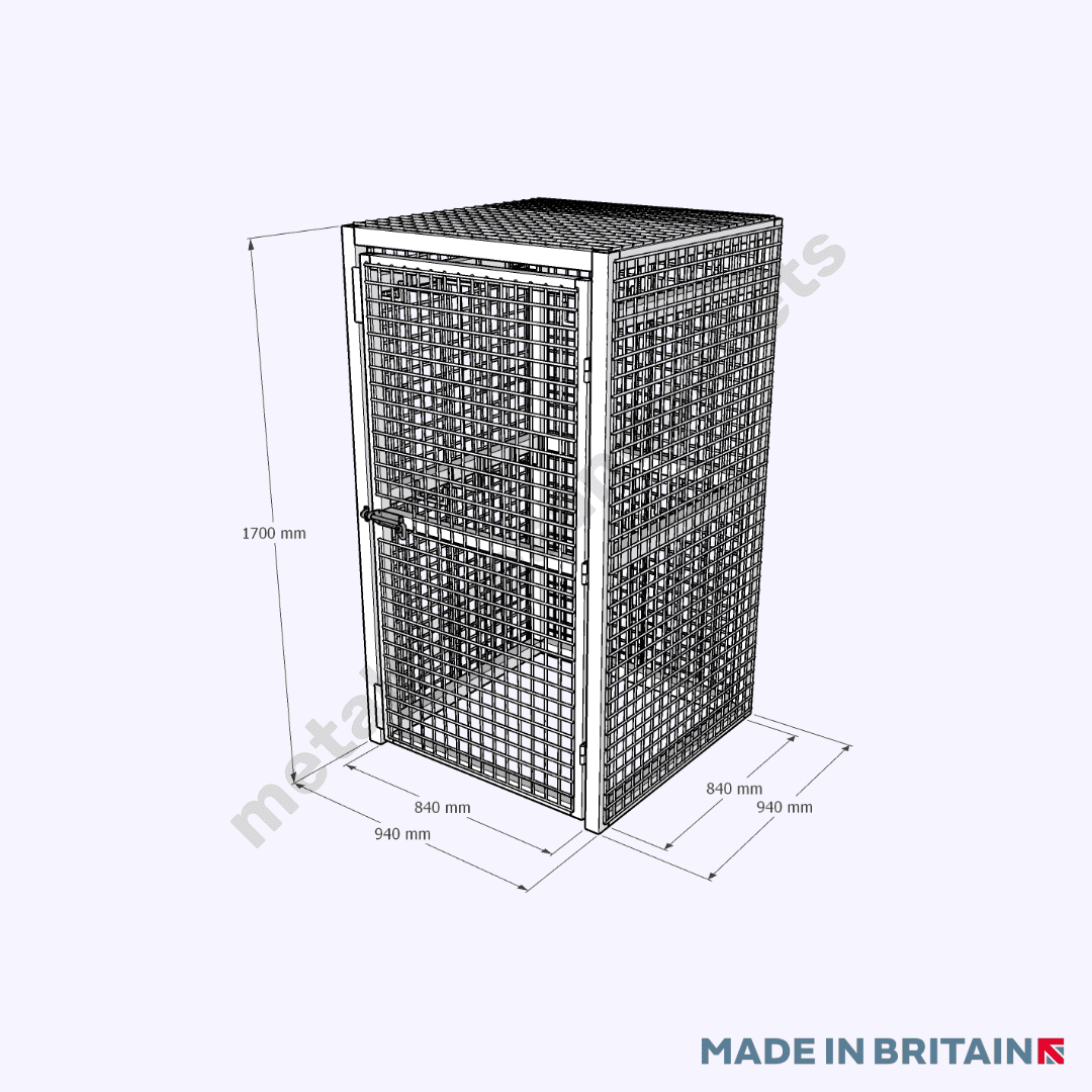 Heavy duty lockable storage cage measuring 1700h x 940w 940d
