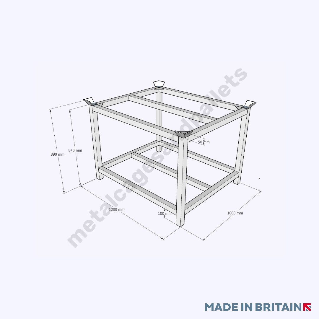 IBC stand measuring 890h x 1200w x 1000d