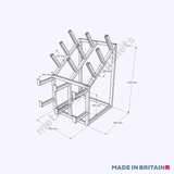 Reel and spool storage trolley measuring 1200h x 800w x 800d