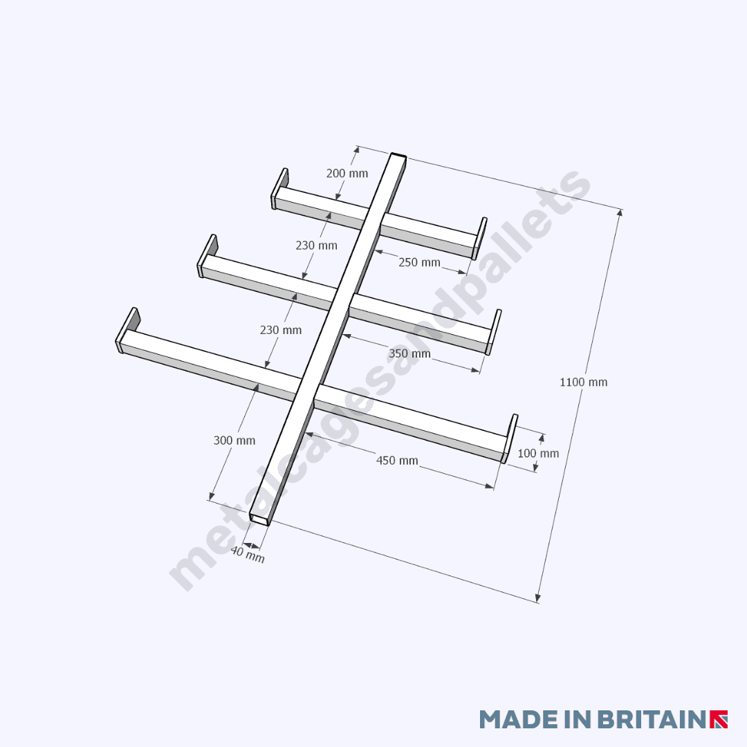 Technical drawing of connecting pipe trolley.