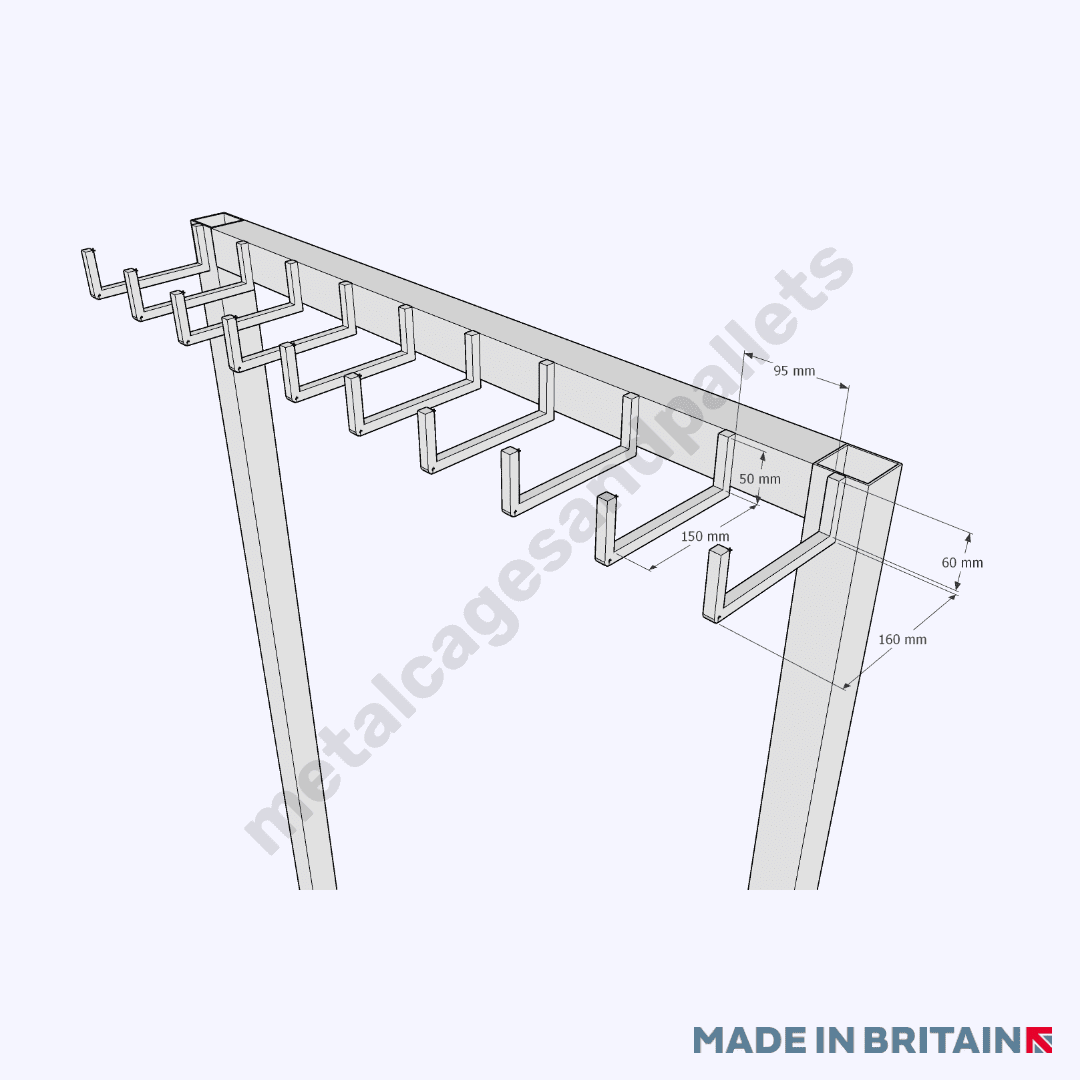 Technical drawing of lifting sling rack stillage.