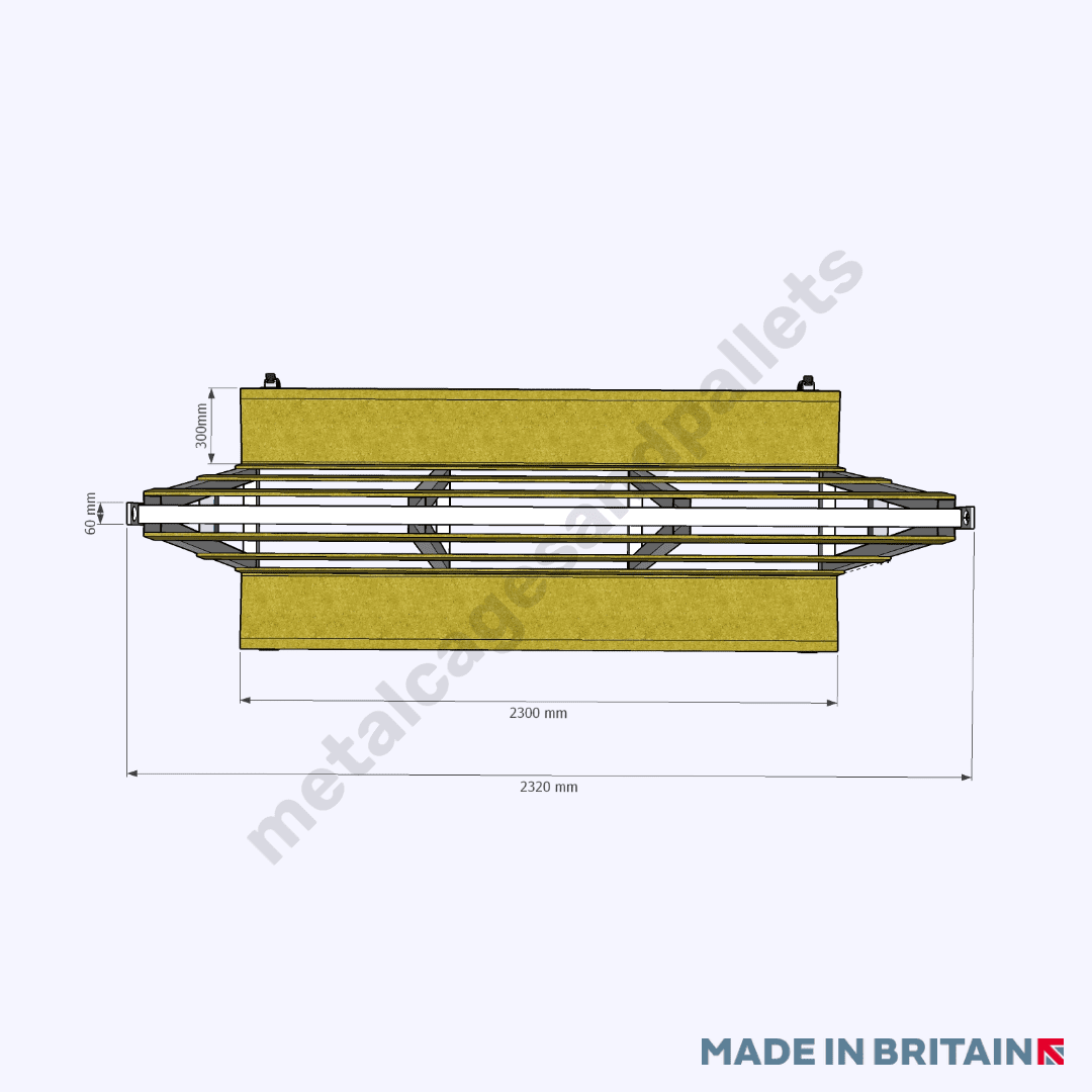 Technical drawing of A Frame glass stillage for crane lifting measuring.