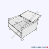 Top view technical drawing of reliable Lockable Stillage with Solid Sides Half Drop Front Door and Lid