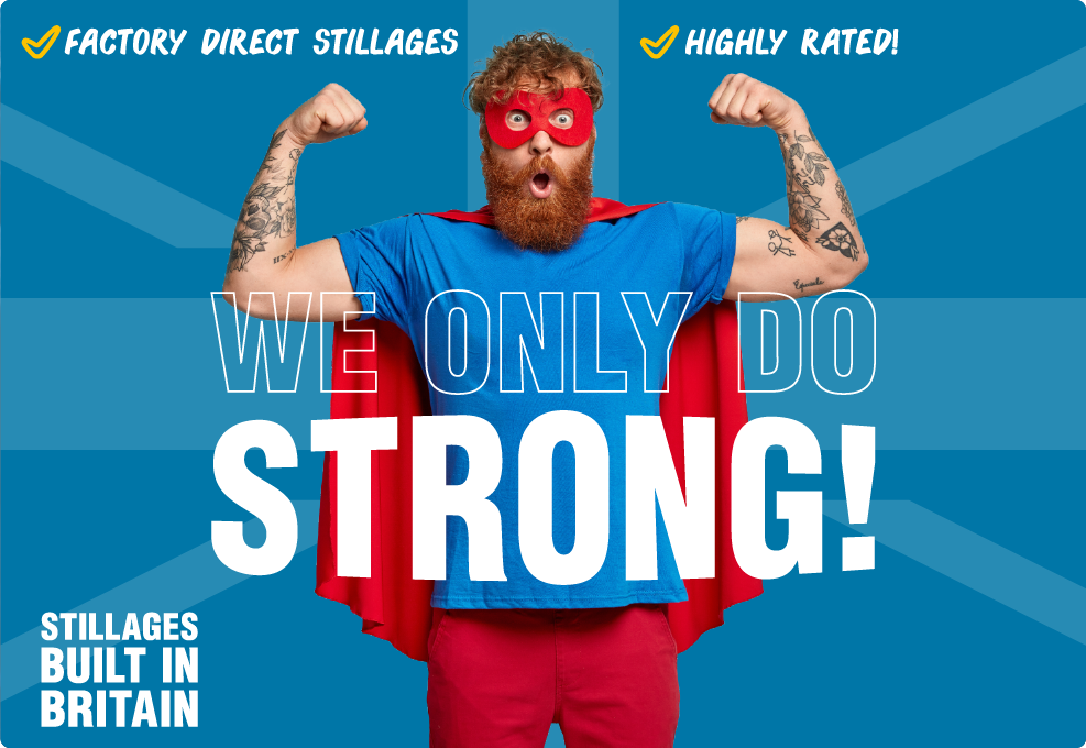 Advertisement featuring man in a superhero costume with the text