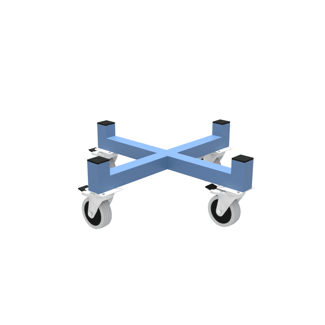 Drawing of our 4 wheeled dolly with a high 750-1000KG weight capacity