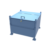 Drawing of our large lockable site stillage with half drop front with a load capacity of 1000KGs or 1 tonne