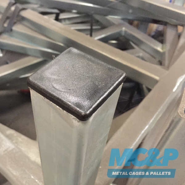 Black plastic end caps - suitable for metal stillages and post pallets