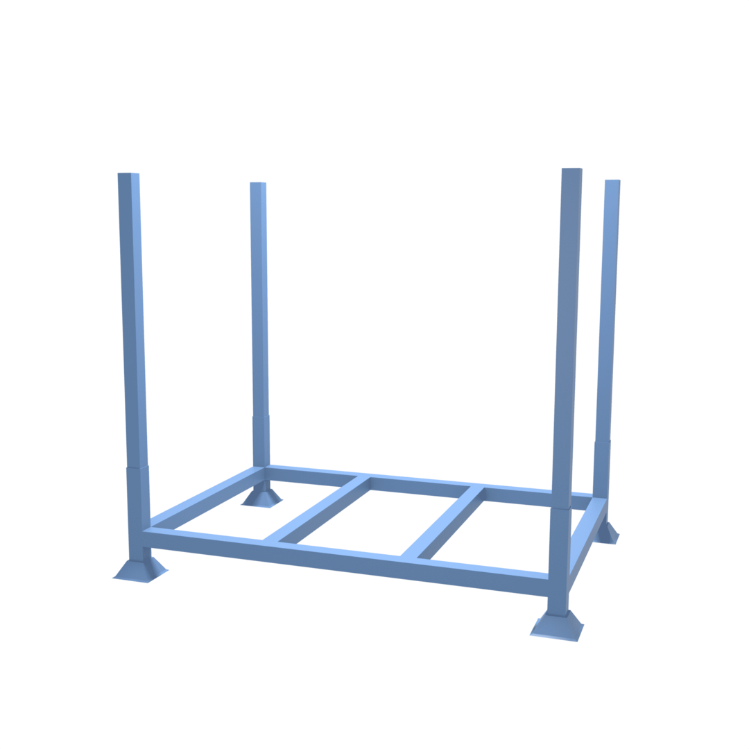 Drawing of our demountable metal heavy duty post pallets which feature 1.3 metre legs
