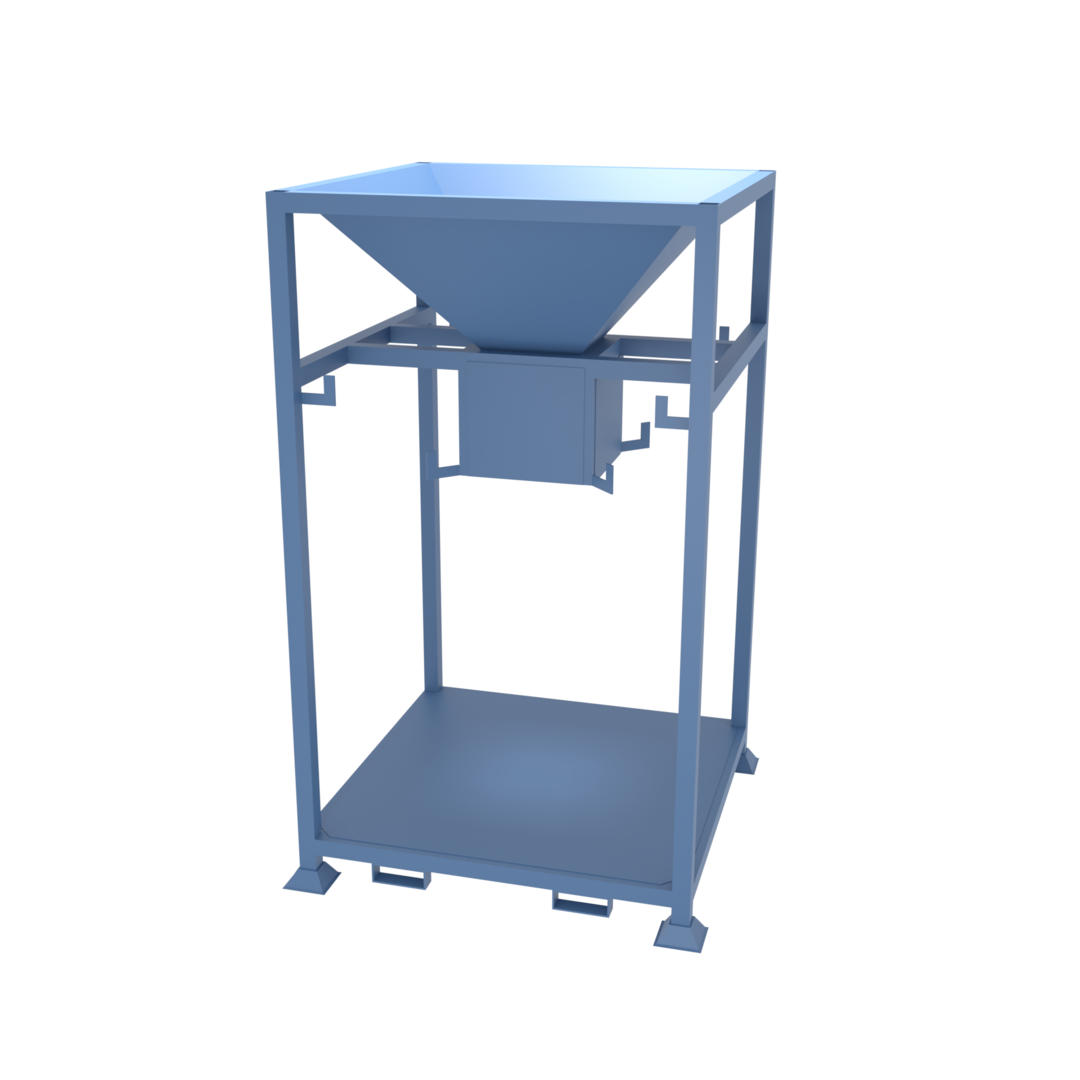 Free standing bulk bag filling hoppers