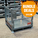Collapsible Stillage Pallet Cage. BUNDLE DEALS. 1500KG Capacity, Galvanised 1125w x 1125d x 1000h