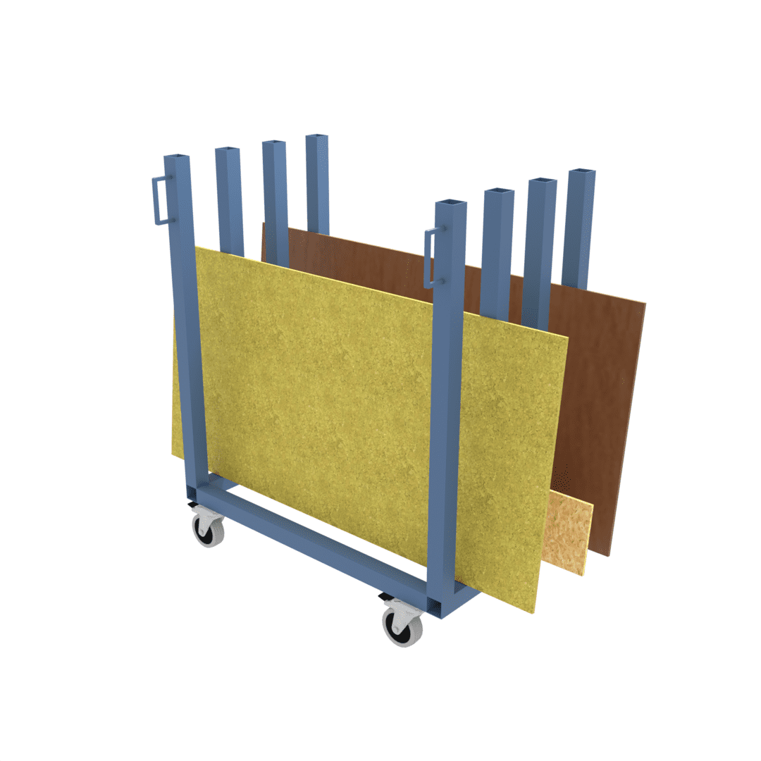Photo of our heavy duty multi sheet and board material handling trolley which is ideal for timber sheets and heavy loads up to 750KG