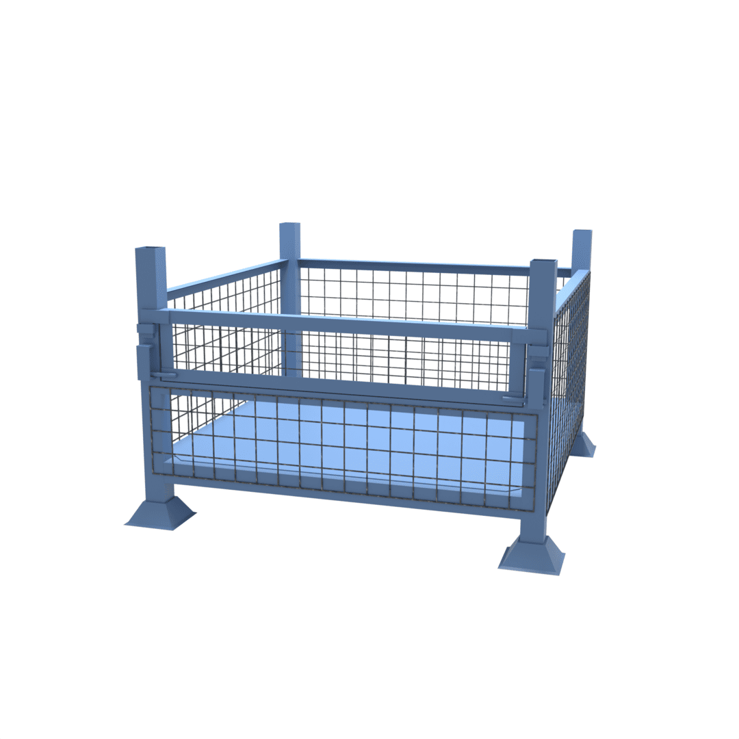 Image of our mesh sided stillage with partial drop front door