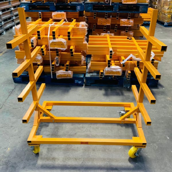 Photo of pipe trolley featuring heavy duty castor wheels
