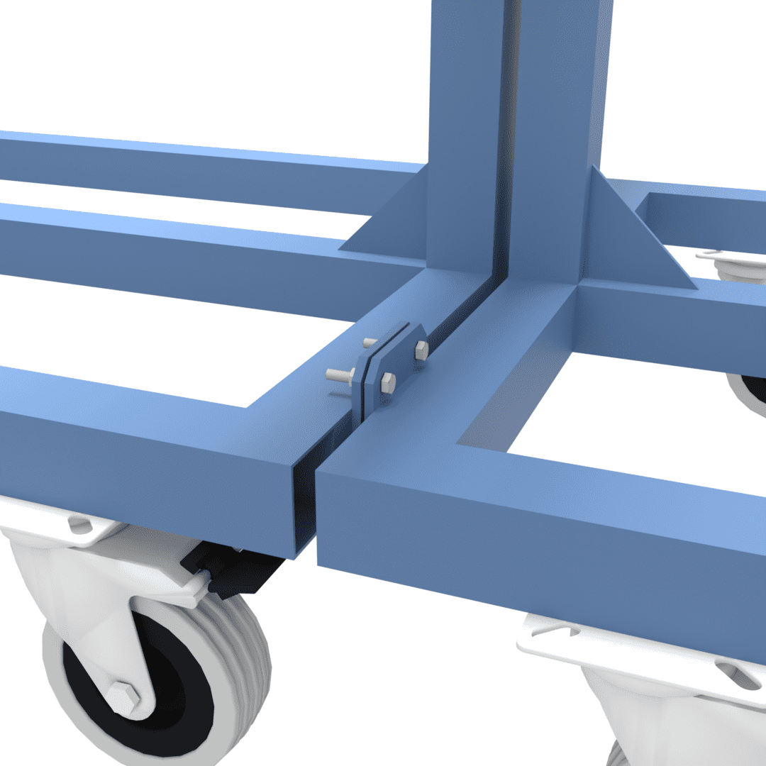 Shop shows how easily our mobile pipe trollies and be connected together for the storing of long materials and goods