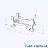 Technical drawing of our small stackable cradle for storing metal bars, pipes and tubing products in a safe and efficient manner