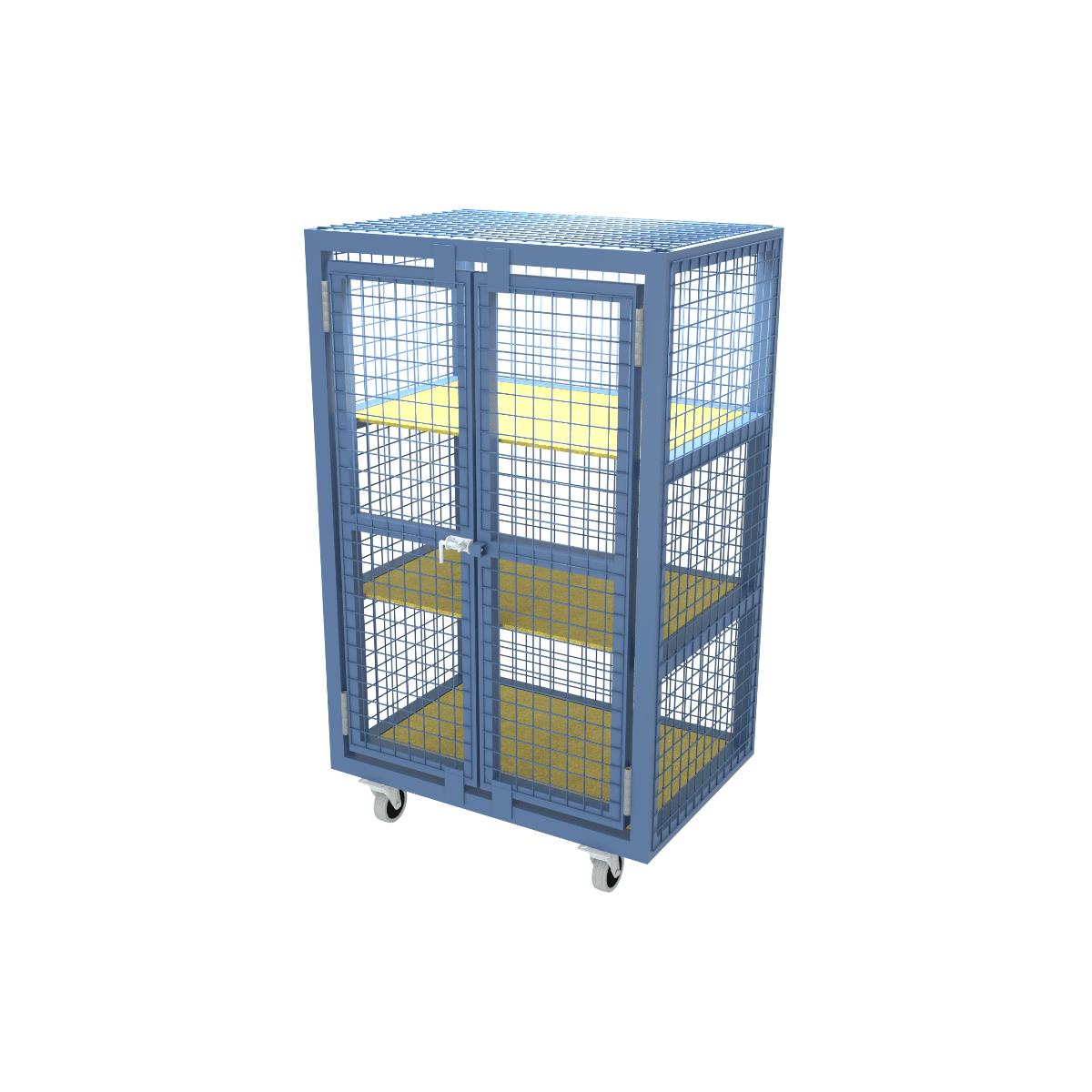 Heavy-duty Mobile Double Door Parcel Cage for easy transportation around site 