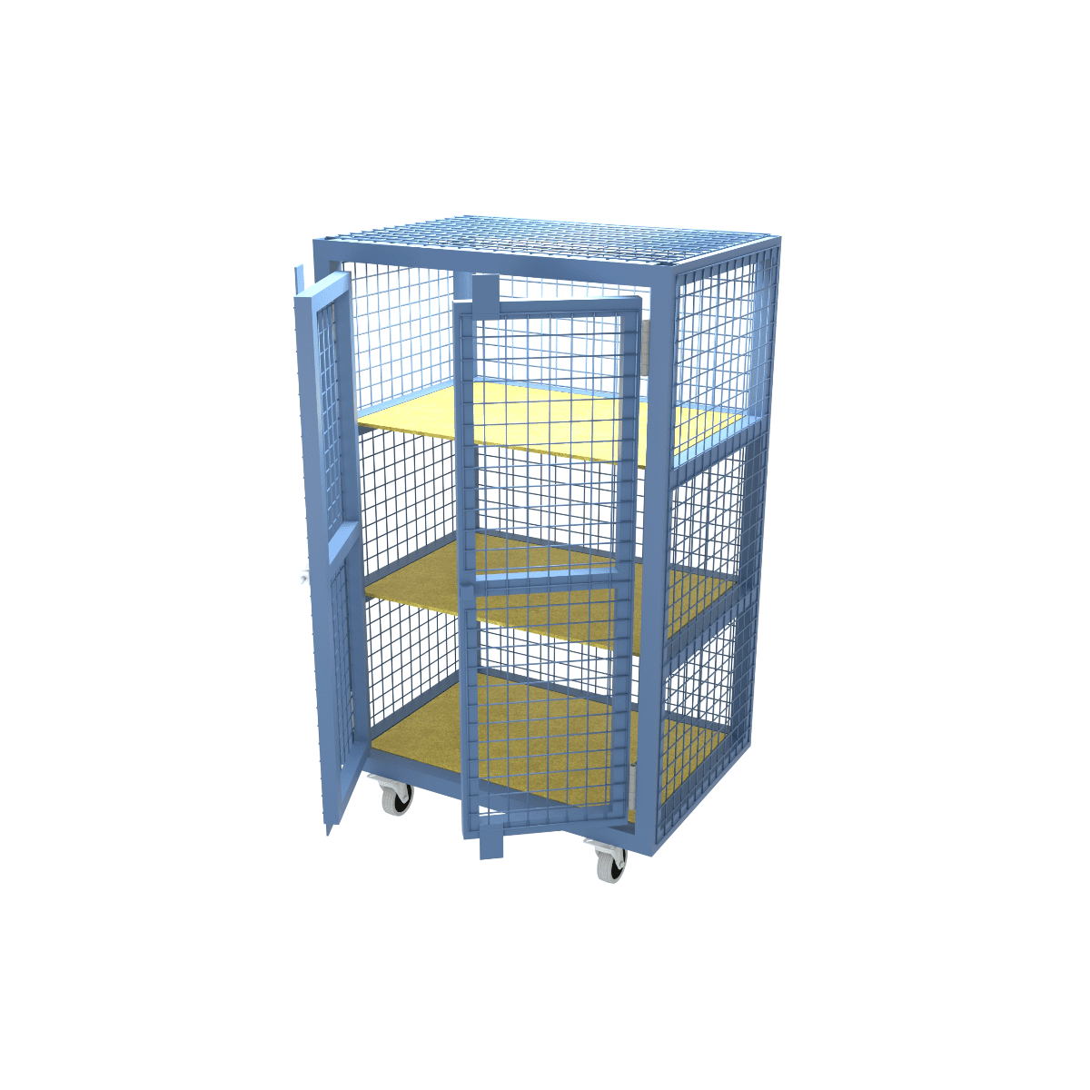 Mobile Double Door Parcel Cage for easy transportation around site  