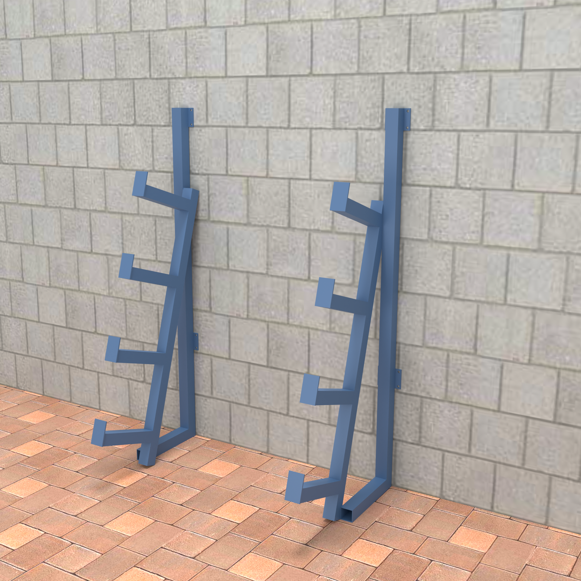 Cantilever Wall Rack with Tilted Arms, great for pipes, rods, timber & tubing 