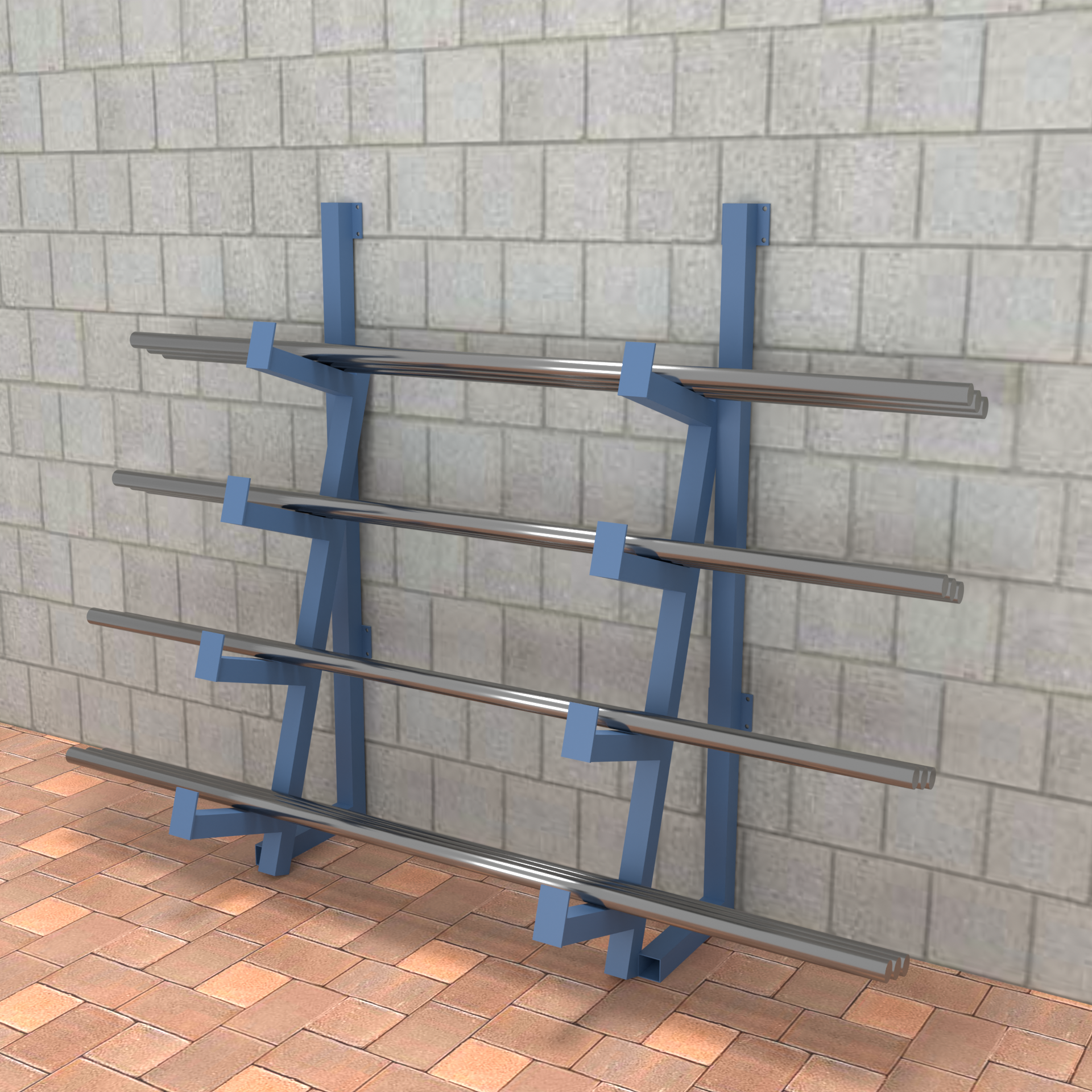 Cantilever Wall Rack with Tilted Arms with staging 