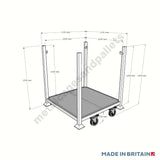 Technical drawing for bulk bag trolley stillage.
