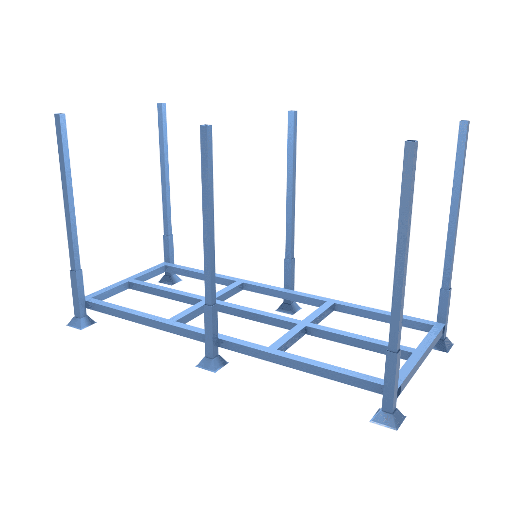 Cad drawing of extended metal post pallet providing strength and durability for your products 