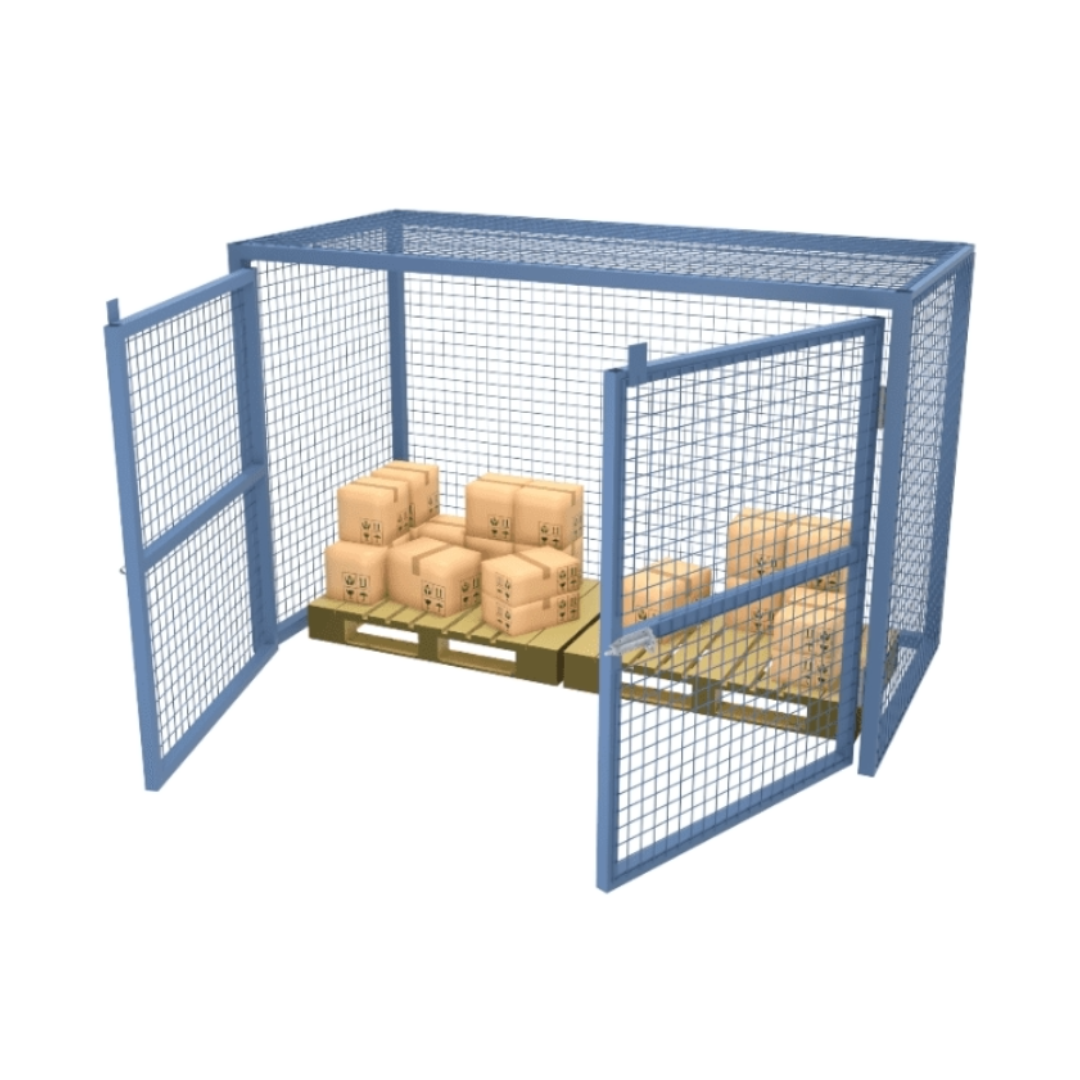 Lockable Pallet Cage with hinged doors & staging