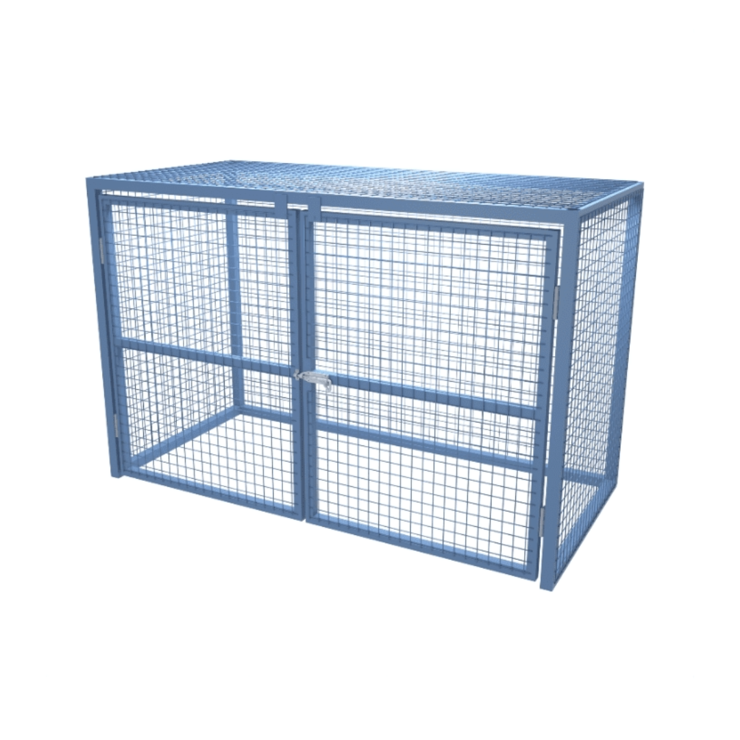 Pallet cage with lockable hinged doors 